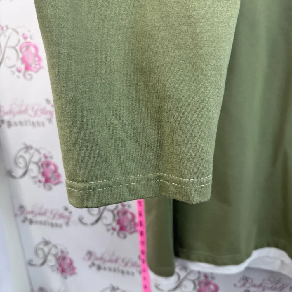 SHEIN long sleeve Tokyo Olive Green Long Sleeve Pocket Tee with White Hem Layer